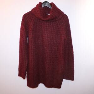 Elizabeth and James Womens XS Deep Red Alpaca Blend Cowl Neck Sweater Warm Cozy